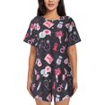 thumbnail image 1 of Fotbe Breast Cancer Awareness1 Conjunto de Pijama Estampado para Mujer, 2 Piezas, Ropa de Dormir con Camiseta de Manga Corta y Shorts Suaves-Medium, 1 of 6