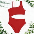 thumbnail image 6 of WOXIHUAN Girls One Piece Swimsuits Spaghetti Strap Cut Out Swim Suit Sleeveless Summer Beach Swimwear Red 8-9Years, 6 of 6