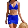 thumbnail image 2 of Gamivast Swimsuits for Women Bikini Sets 2 Pieces Push up V-Neck Scalloped Trim Skirted Bottom Side Tie High Waisted Bikini Beach Tummy Control Swimwear Cruise, 2 of 6