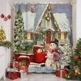 thumbnail image 2 of Shower Curtain 72"W x 84"L Vintage Christmas Snowman Truck Xmas Tree Fabric Shower Curtains Set with Hooks Water Repellent Bathroom Curtains Machine Washable Bathroom Accessories, 2 of 9