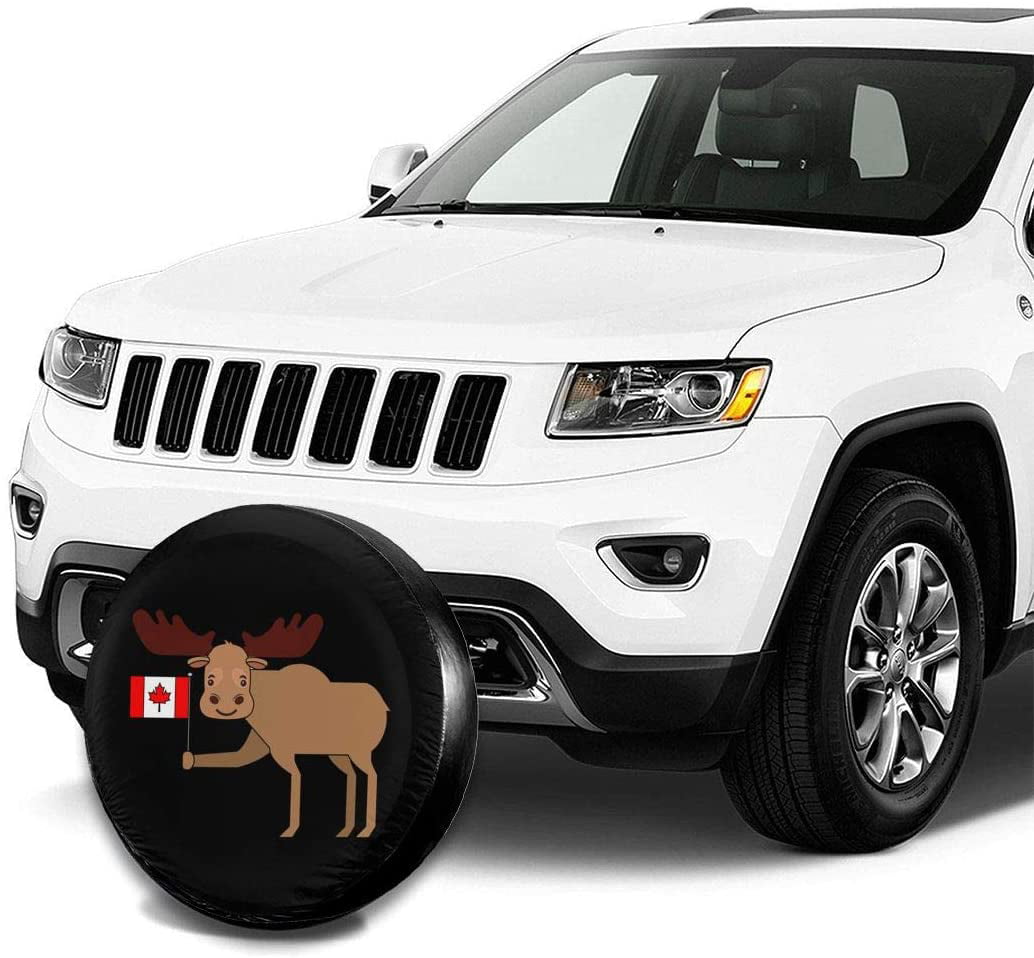 Canada Moose Canada Flag Tire Covers Waterproof UV Sun RV Trailer Tire Protectors Universal Spare Tire Wheel Cover Fits 24 to 33 Tire Diameters