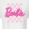 thumbnail image 3 of Barbie - Checkered Logo - Juniors Cropped Cotton Blend T-Shirt, 3 of 5
