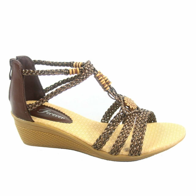 Paramount-10 Women's Low wedge Braid Ankle strap Sandal Shoes - Walmart.com