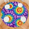 thumbnail image 2 of Colorful Rainbow Tie Dye Spiral Pattern Round Fitted Tablecloth with Elastic Edge,Dining Table Cover Waterproof,Outdoor Round Tablecloth for Camping,Dining,Indoor and Outdoor, 2 of 7