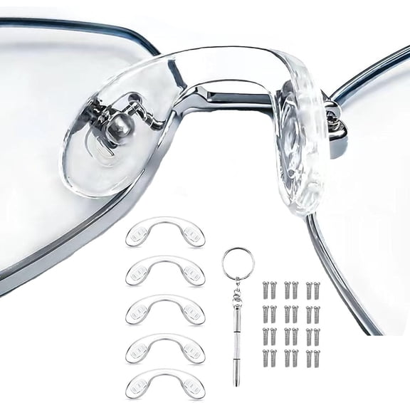 5 pcs Eyeglasses Nose Pads,U Shaped Eyeglasses Nose Pads Screw-in Eyeglass Nose Piece Soft Silicone Nose pad for Eye Glasses Sunglass Eyewear，M Size