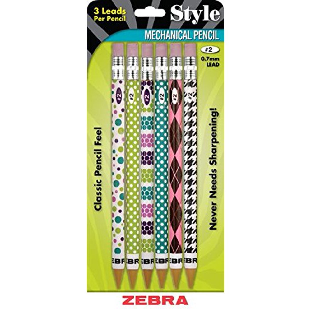 Zebra Pen 0.7 mm. No.2 Style Mechanical Pencil, Assorted Color