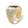 thumbnail image 2 of PalmBeach Jewelry Men's Emerald-Cut Genuine Black Onyx Praying Hands or Textured Cross Two-Tone Ring Gold-Plated, 2 of 6