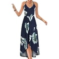 thumbnail image 1 of SMihono Robe Maxi Bohème d'Été pour Femmes Grande Taille Robe Maxi Asymétrique pour Femmes Décontractée à Col en V d'Été à Fleurs Sans Manches Robes de Plage Évasées Robe d'Été, 1 of 8