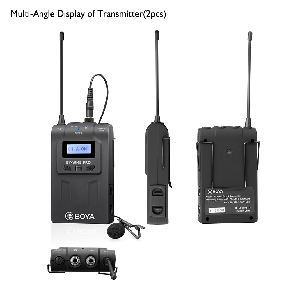Real-time Audio monitoring Wireless Microphone System Camcorders MAONO Lavalier Lapel Mic with -10dB Attenuation and Low Cut Smartphones 48-Channel and Mute Compatible with Canon Nikon Sony DSLR