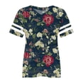 thumbnail image 4 of Bovemsi Plus Size V Neck T Shirts Women Short Sleeve Tops Casual Summer Tshirts Loose Fit Tee, Blue Women's Summer Short Sleeve T-Shirts, XXL, 4 of 4