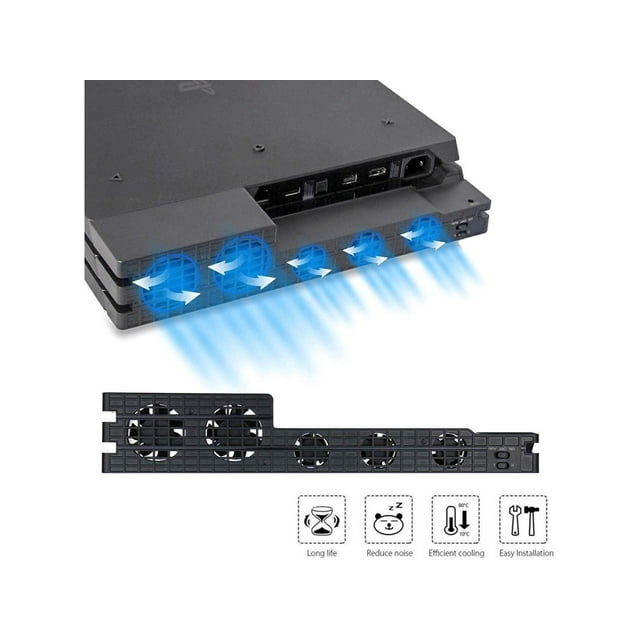 Cooling Fan for PS4 PRO, USB External Cooler 5 Fan Turbo Temperature Control Compatible with Sony Playstation Pro Gaming Console