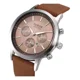 thumbnail image 3 of Reloj pulsera North 6009 con correa de cuero color marrón - fondo nude - bisel plateado, 3 of 8