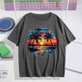 thumbnail image 2 of Pxxlle Hawaii Graphic Tees for Women Casual Short Sleeve Going Out Beach Tshirts Loose Fit Round Neck Vacation Tops (Gray S), 2 of 5