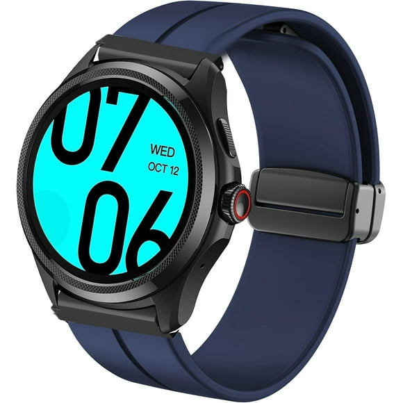 TRAHOO-Compatible Ticwatch Pro 5 Smartwatch Bands, 24mm Soft Silicone Magnetic Buckle Sport Wristband Replacement Straps Compatible for Ticwatch Pro 5 Android Smartwatch