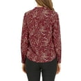 thumbnail image 3 of MODA NOVA Juniors Pleated V-Neck Long Sleeve Floral Faux Pocket Shirt, 3 of 6
