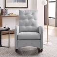 thumbnail image 2 of Modern Glider Rocking Chair, Solid Wood Base Lounge Chair with High Backrest,  Comfy Accent Armchair with Thick Cushion and Two Pockets for Living Room, Bedroom, Office, Easy Assembly, Light Grey, 2 of 9