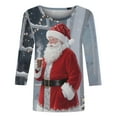 thumbnail image 6 of Xdegoge Christmas Shirt for Women 3/4 Sleeve Santa Funny Graphic T-Shirt Crewneck Vintage Casual Tops Pullover Family Holiday Casual Blouse Gifts 2025 Fall Winter Festival Clothes Fit Party, 6 of 7