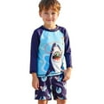 thumbnail image 3 of Ticikt Boys Two Piece Rash Guard Swimsuits Kids Long Sleeve Printed Swimwear Sets Quick Drying Bathing Suit Boys,Color:Z9 Blue,Size:7-8 Years, 3 of 9