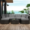 thumbnail image 2 of Amolife 7 Piece Outdoor Conversation Set, All-Weather Wicker Rattan Sectional Sofa Set with Cushions & Coffee Table, Morden Furniture Couch Set for Patio Deck Garden Pool, 2 of 5