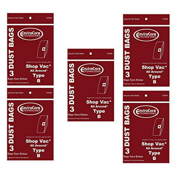 15 ShopVac Type B 2-Gallon Wet/Dry  Shop Vac Vacuum Bags 906-68-00