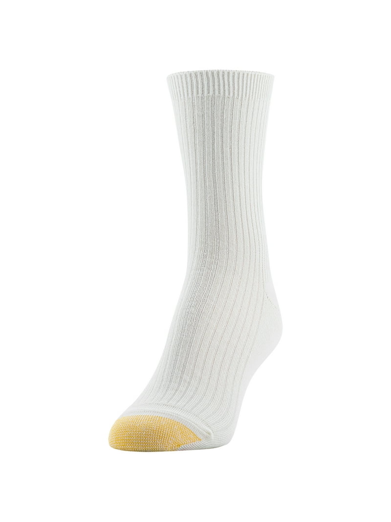 GOLD TOE Women's 6-Pack Ribbed Crew Socks, Sizes 9-11 – Comfy Cushioned Everyday Socks For Walking, Gym, Or Casual Wear