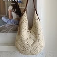 thumbnail image 3 of Straw Beach Bag for Women - Handmade Raffia Woven Tote Handbag, Summer Mesh Beach Purse for Vacation Holiday, 3 of 7