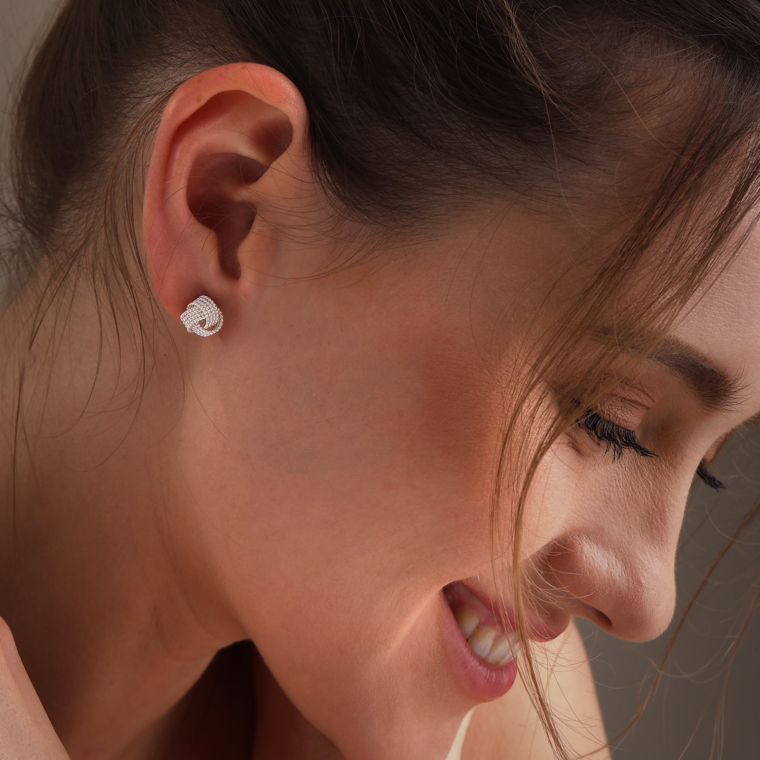 LeCalla 925 Sterling Silver Light-Weight Italian Design Love Knot Stud Earrings Jewelry for Women and Teen 10MM