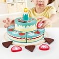 thumbnail image 4 of Hape: Interactive Happy Birthday Cake - 16pc Light & Sound Wooden Toy, Cake-Hat-Candle-Slicer, Kitchen Food, Pretend Playset, Toddlers & Kids Ages 2+, 4 of 10
