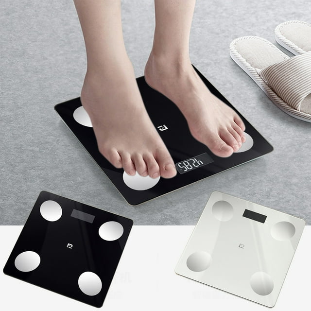 Xihbxyly Báscula Corporal Inteligente, Función Bluetooth de Alta Precisión, Pantalla Lcd Grande, Diseño Ligero y Portátil, Ideal para Casa, Oficina y Viajes, Vidrio Templado Resistente, Tamaño 26 X 2