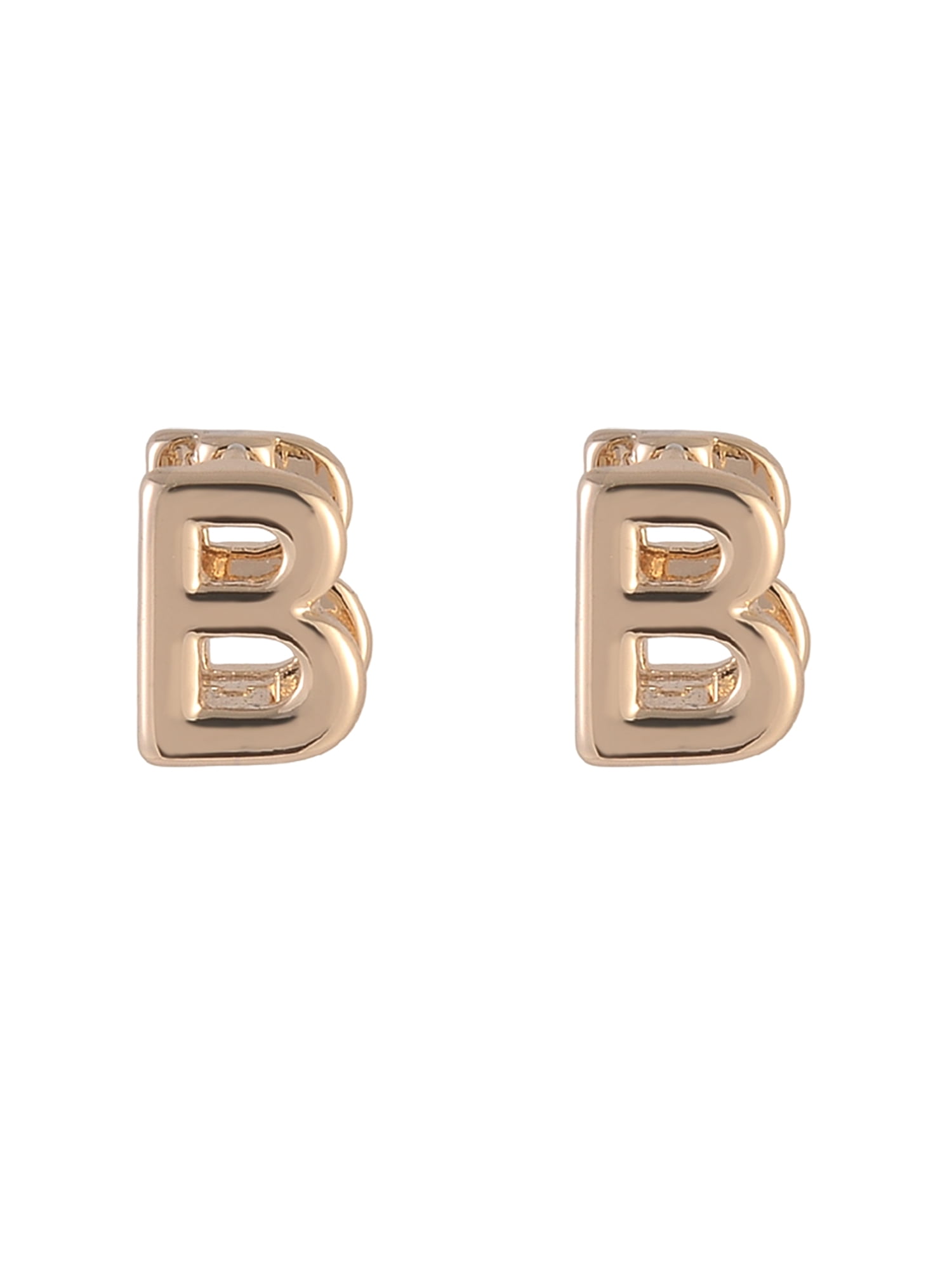 Time and Tru Goldtone 5pc Crystal Studs Hoop Initial "B"Earring Set