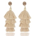 thumbnail image 1 of Pendientes de borlas en capas de colores, estilo bohemio, con borlas escalonadas., 1 of 1