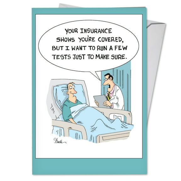 C4019GWG Hilarious Get Well Card 'Insurance Tests' with Envelope by NobleWorks