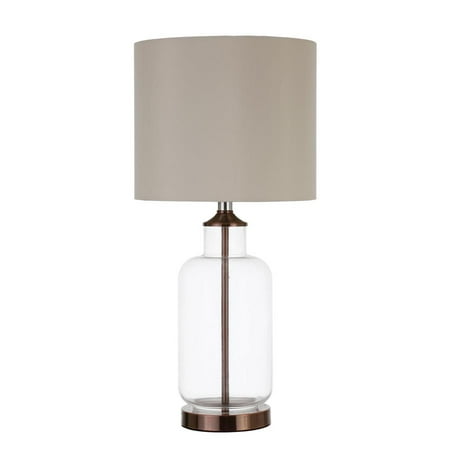 Transitional Clear and Bronze Table Lamp