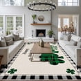 thumbnail image 4 of Area Rug 72×108in, St. Patrick's Day Green Buffalo Shamrocks Floor Carpet Living Room Rug, Black White Plaid Border Non-Slip Welcome Mat Indoor Rugs for Bedroom Dining Room, 4 of 9