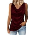 thumbnail image 2 of Women'S Sequin Tank Top Sparkly Sleeveless Dressy Party Shirts Holiday Scoop Neck Shimmer Tops Going Out Outfits,Summer Sleeveless Tanks Tops Blouses,Club Draped Cocktail Camisole Vest Blouse Wine S, 2 of 7
