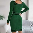 thumbnail image 2 of Golf Dresses for Women Elegant Sweater Dress - Womens Squares Neck Button Dress, Bodycon Long Sleeve Bussiness Knee Length Dress Womens Halloween Dress S-115 Green L, 2 of 4