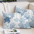 thumbnail image 2 of Navy Blue Grey Coastal Lumar Pillow Covers,Sea Turtle Nautical Coral Summer Beach Soft Throw Pillow Cases with Invisible Zipper,Decorative Pillowcase Pillows Protectors for Sofa Bed Chair 16"x24", 2 of 9