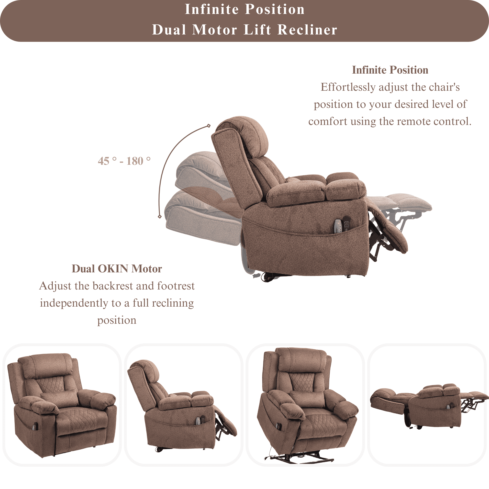 Lift Chair for Elderly Big Man Recliner Adult 28-Inch Wide Seat – Lay Flat Lift Recliner with Heat Massage - Flip Arm Storage Cup Holders - USB Type C Charging - Big Tall 400 lbs