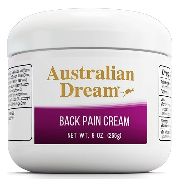 Australian Dream Back Pain Cream - Soothing, Non-Greasy Pain Relief Cream - Strong Muscle Pain Relief Cream Good for Neck, Body, Muscle Aches, or Back Pain - 9 oz Jar