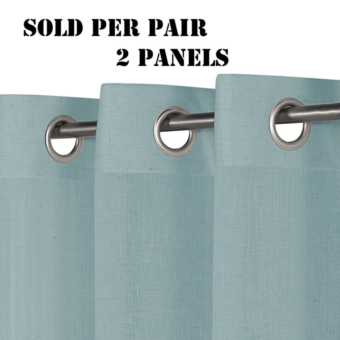 H.Versailtex Linen Sheer Curtains for Bedroom - Airy Linen Texture, Cloud Blue, 2 Panels, 52" x 72"