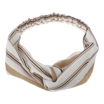 Unique Bargains 1 Pc Fashion Pinstripe Pattern Cross Elastic Hairband for Women Khaki White
