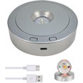 thumbnail image 1 of 7 Led Rotating Display Stand, Round Spinning Display Stand with Colored Lights 360 Degree Rotating Display Base Stand with 4 Revolving & 8 Light Modes (Silver), 1 of 8