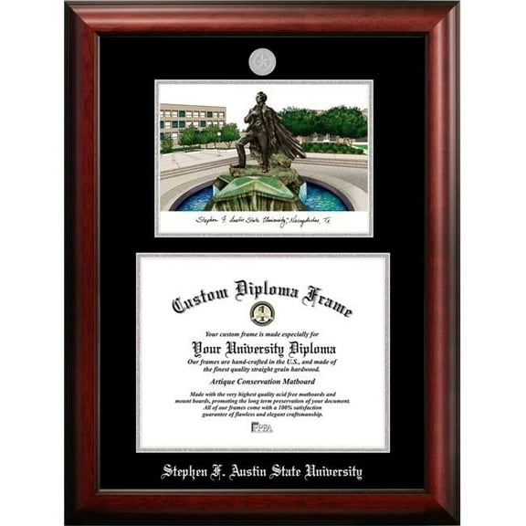 Campus Images TX945LSED-1411 14 x 11 in. Stephen F Austin State University Silver Embossed Diploma Frame with Lithograph
