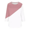 thumbnail image 5 of 4th of July Womens Shirts,Women Blouses Crew Neck Solid Color,Gradient,Check,Print,Stripes 3/4 Sleeve Fashion Wrinkled Loose-Fitting Oversized T Shirt Cropped Sleeve Blouses for Women Dressy Casual, 5 of 5