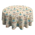 thumbnail image 4 of Beige Princess Unicorn Pattern Round Tablecloth 60"x60",Wrinkle Wipeable Table Cloth for Kitchen Dining Room Picnic Patio Party, 4 of 6