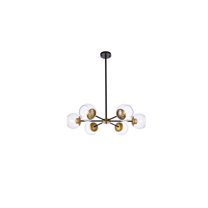 Briggs 30 inch pendant in black and brass with clear shade