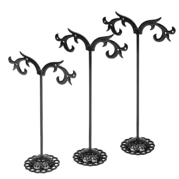 segolike Support de Présentation de Bijoux en Forme de T 3x Organisateur de Vitrine Arbre à Boucles d'Oreilles Noir-Onde