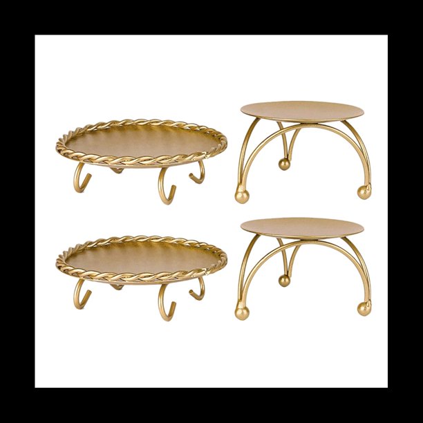 Candelabro Candelabros Dorados Juego de 4 Placa Decorativa de Pilar de Hierro Hecho Una Mano Pieza Central de Candelabro Fit LED Y Velas de Pedestal Soporte de Vela