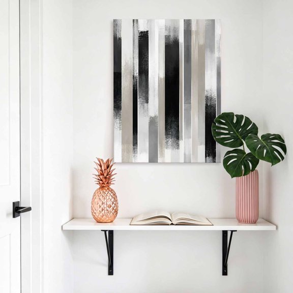 Abstract Black Beige Canvas Wall Art for Living Room Bedroom Bathroom, Minimalist Paint Stripe Canvas Texture Canvas Art Wall Decor, Artwork for Walls Home Office Decor, 22"x28"