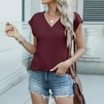 thumbnail image 6 of Red Women's Short Sleeve T-shirt, Summer Tops For Women Loose Bat Sleeve Tee Shirt Short Sleeve Blouse Casual Shirts V Neck Tunic Tops,Women's Short sleeve T-shirt XL, 6 of 9
